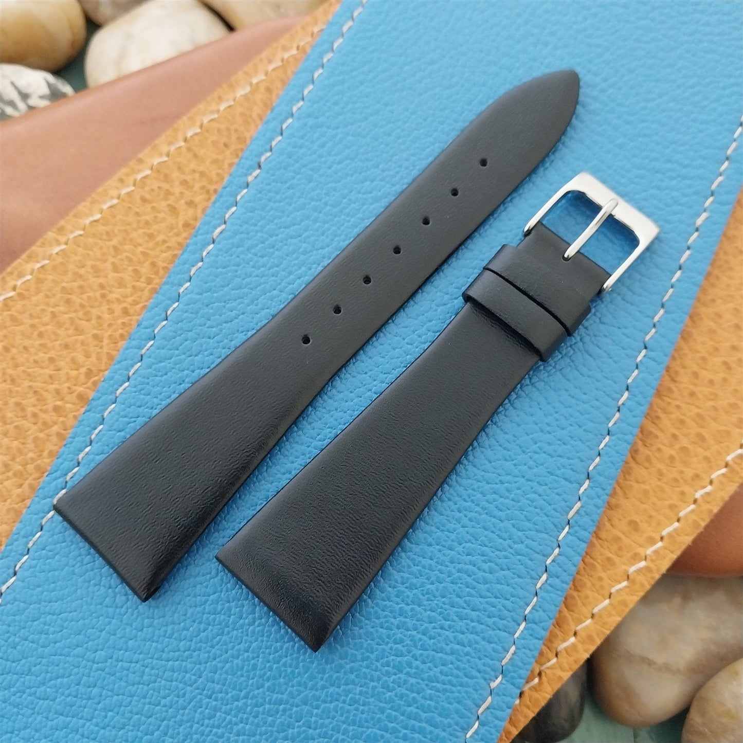 20mm Hadley Roma Black Calfskin Tapered 20/14 Leather Unused Vintage Watch Band