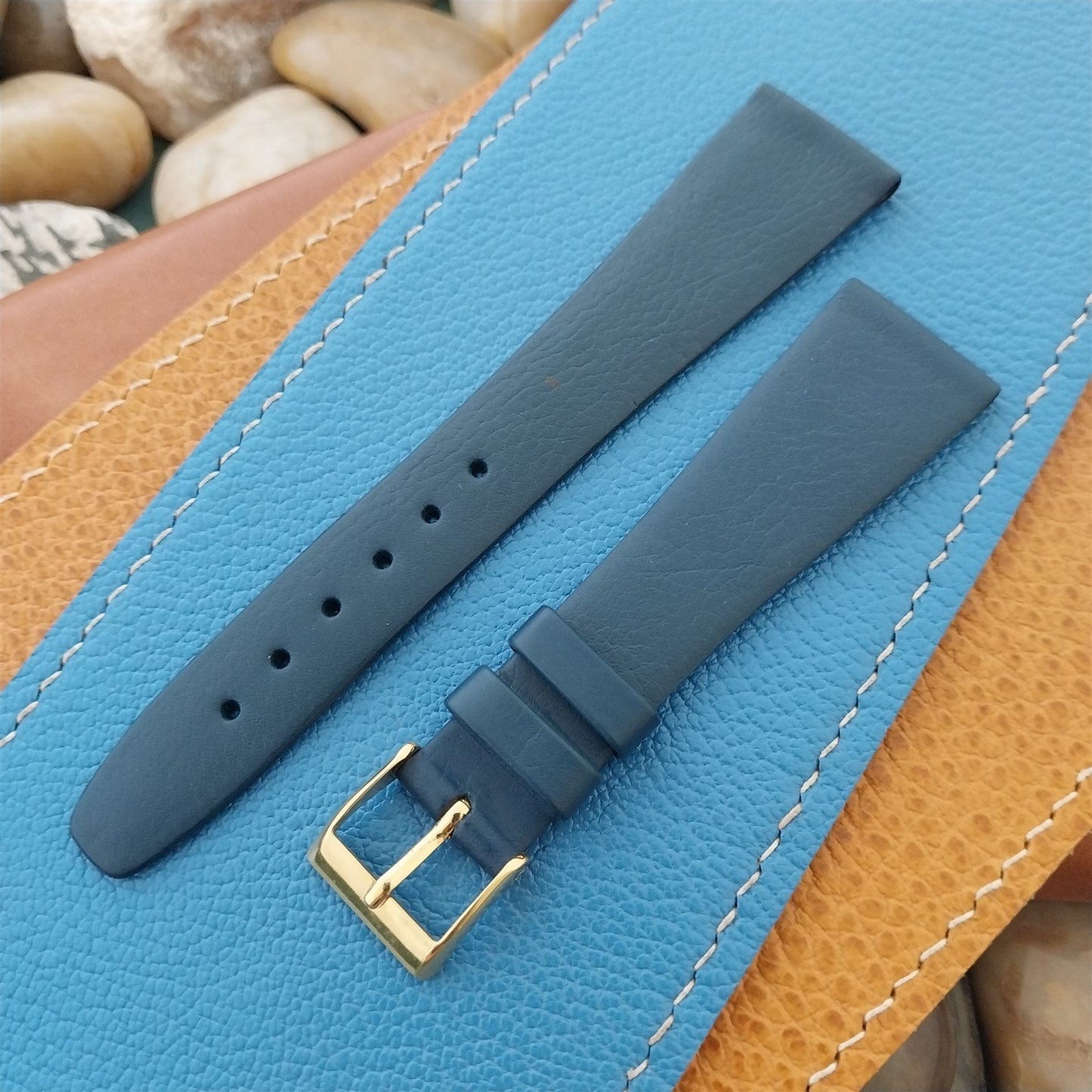 20mm Hirsch Blue Nappa Calf Tapered 20/14 Leather Unused Vintage Watch Band