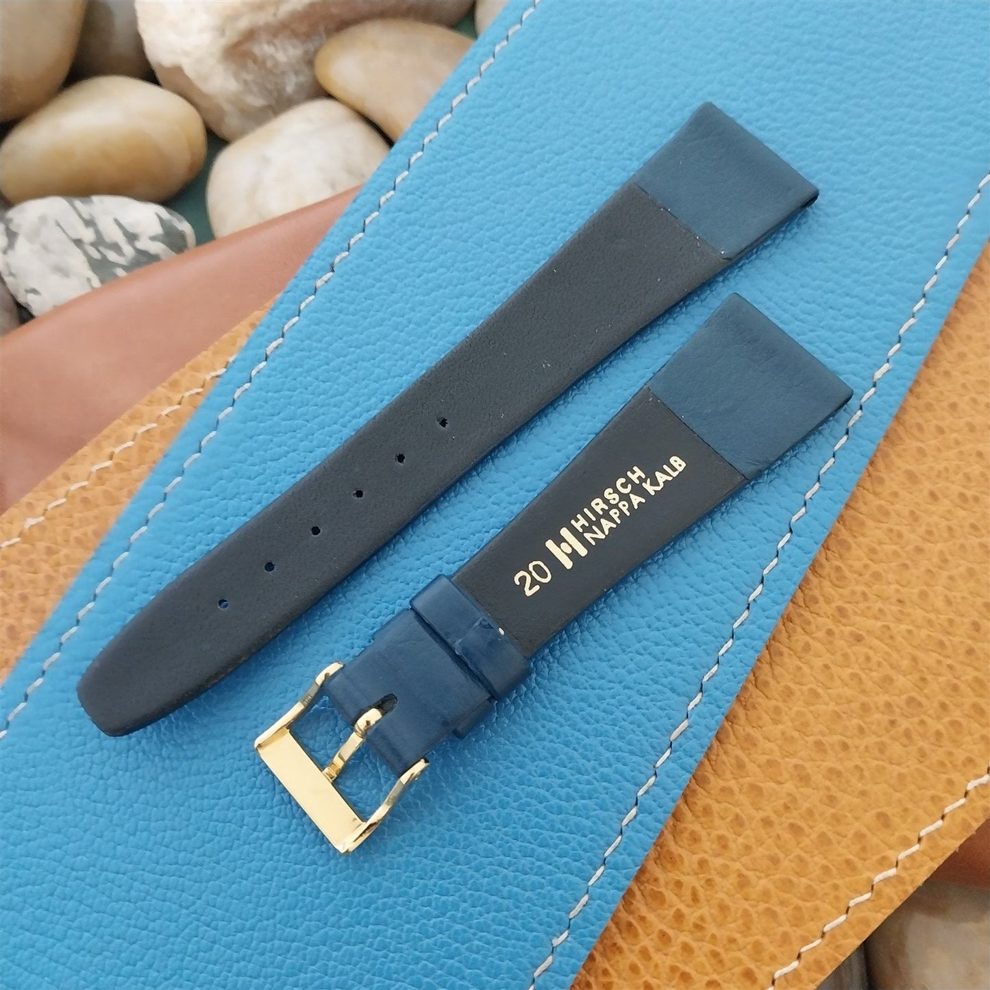 20mm Hirsch Blue Nappa Calf Tapered 20/14 Leather Unused Vintage Watch Band