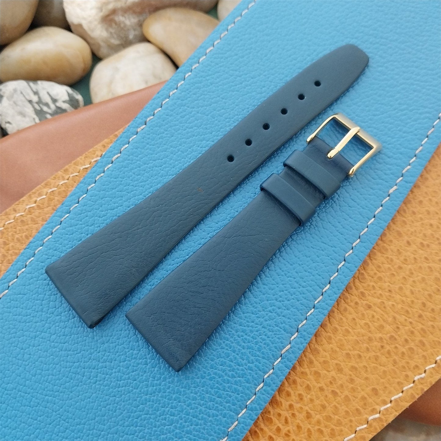 20mm Hirsch Blue Nappa Calf Tapered 20/14 Leather Unused Vintage Watch Band