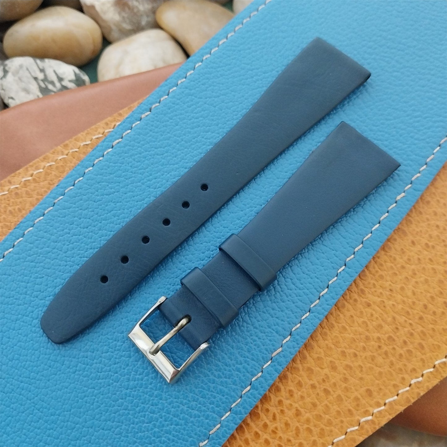 20mm Hirsch Blue Nappa Calf Tapered 20/14 Leather Unused Vintage Watch Band