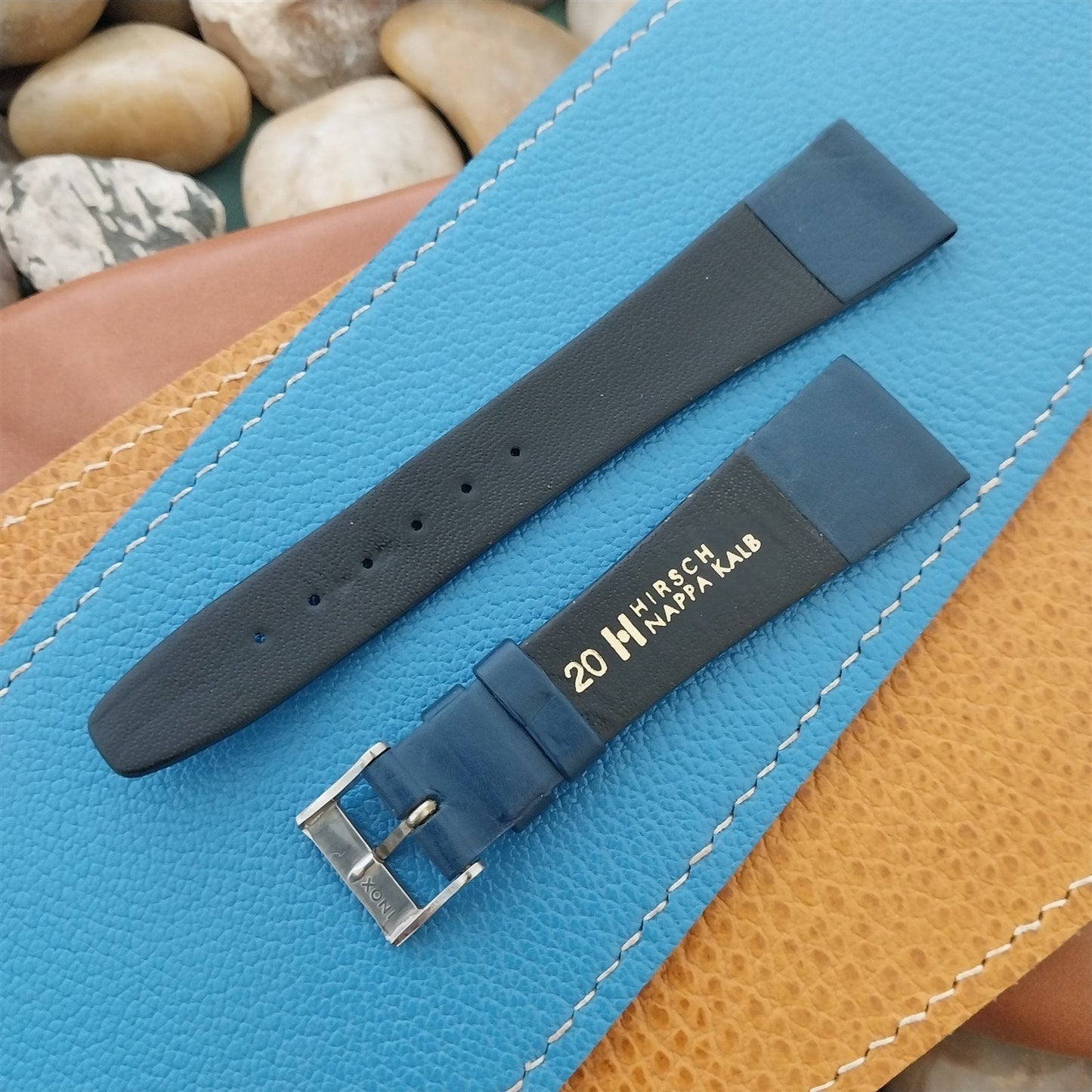 20mm Hirsch Blue Nappa Calf Tapered 20/14 Leather Unused Vintage Watch Band