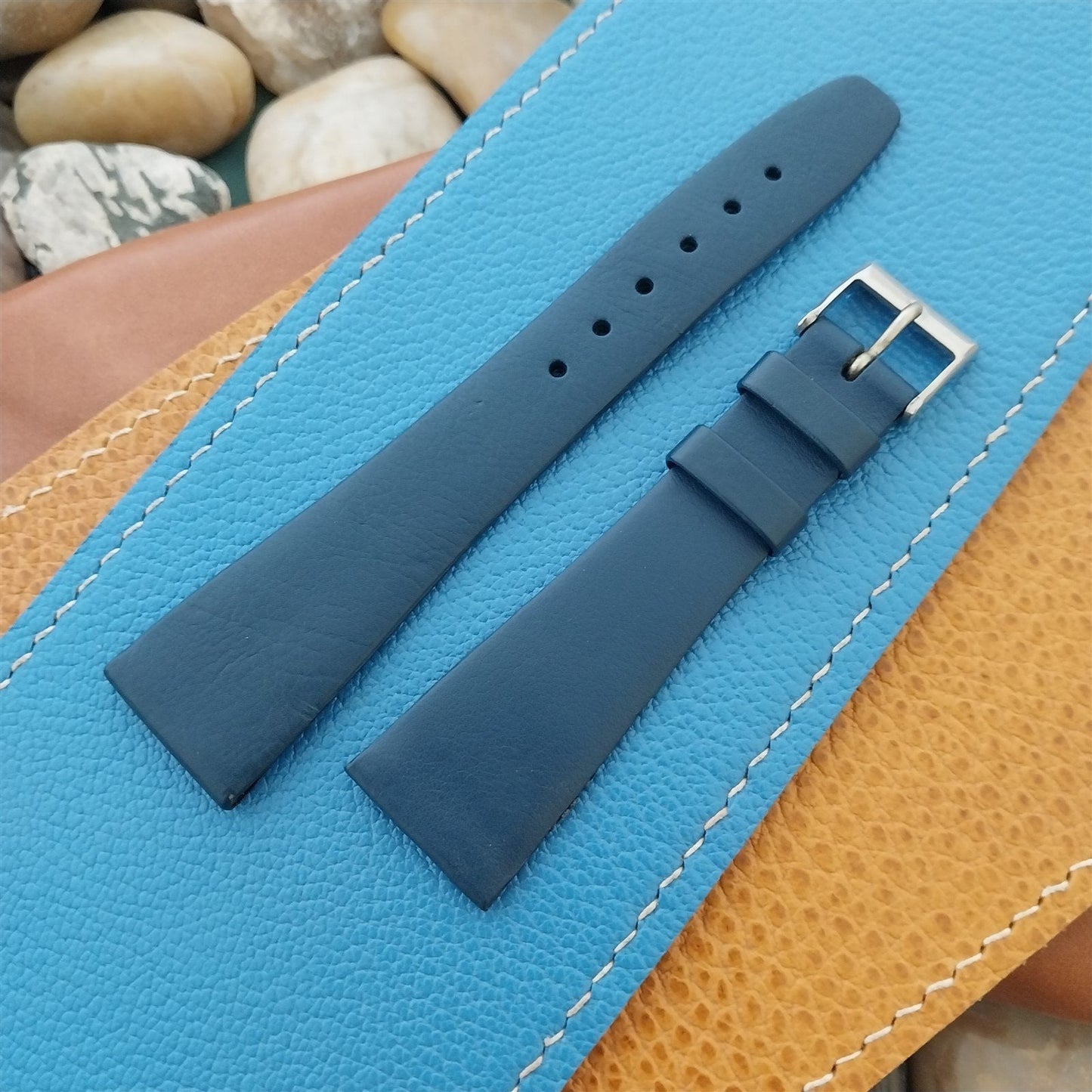 20mm Hirsch Blue Nappa Calf Tapered 20/14 Leather Unused Vintage Watch Band