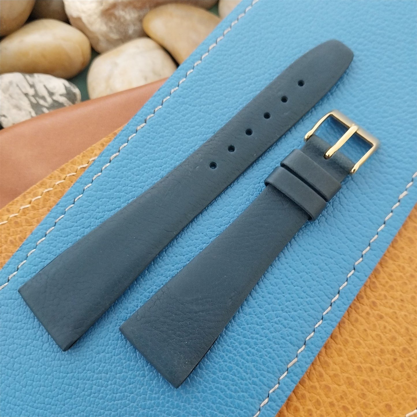 20mm Hirsch Blue Nappa Calf Tapered 20/14 Leather Unused Vintage Watch Band