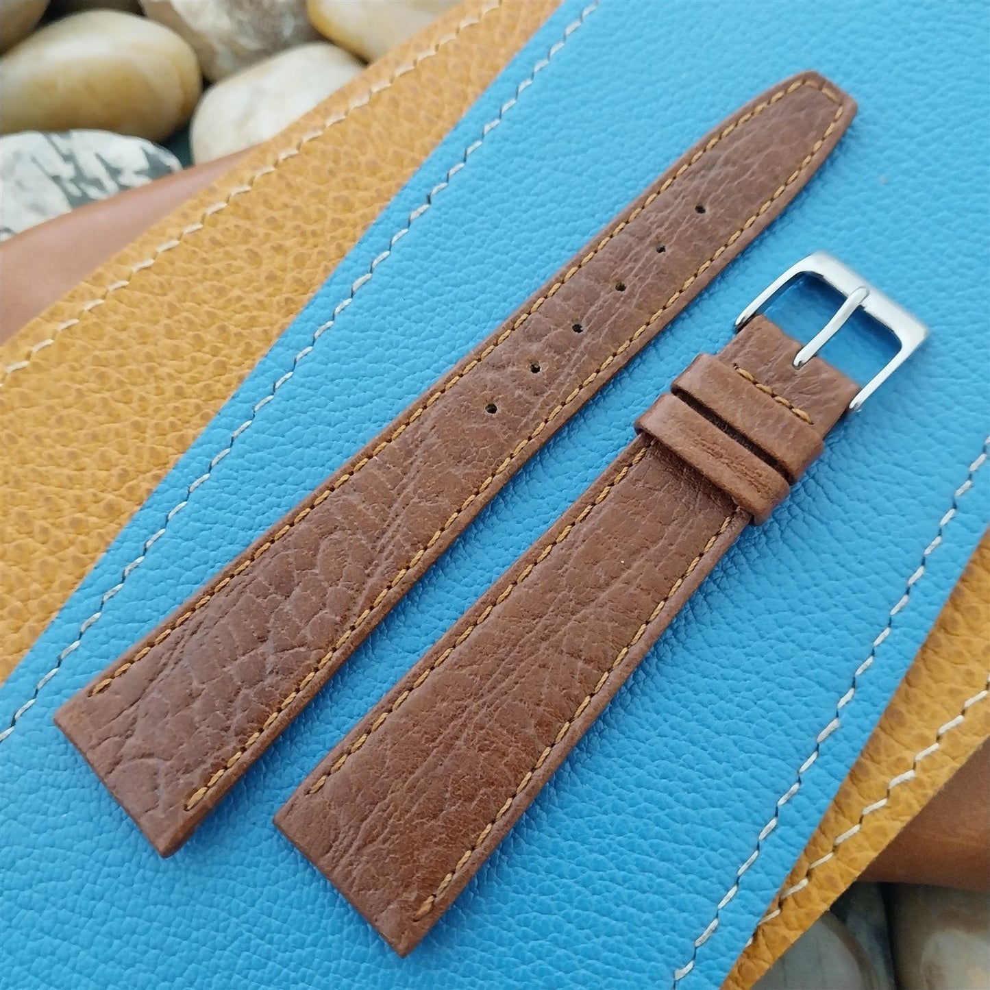 19mm Hadley Roma Brown Leather Classic Tapered 19/14 Vintage Watch Band