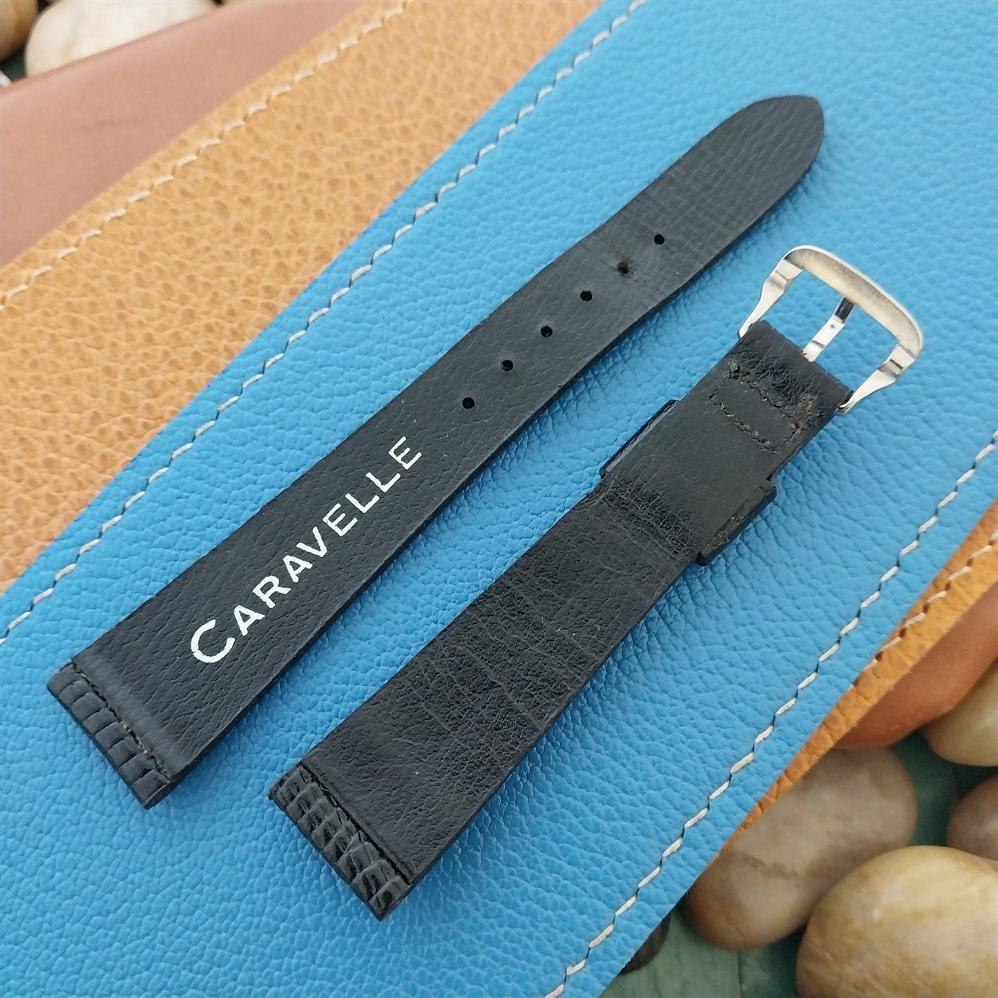 17mm Bulova Caravelle Black Leather Unused Classic 1970s Vintage Watch Band