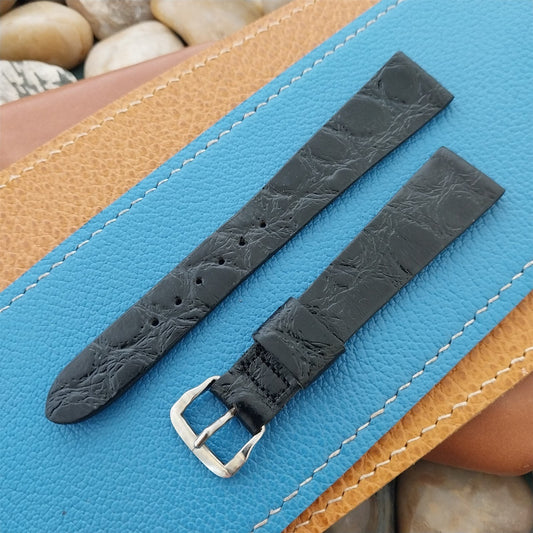 17.2mm Caravelle Bulova Black Leather Unused Classic 1970s Vintage Watch Band