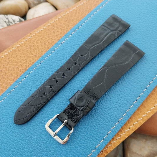 17mm Caravelle Bulova Black Leather Unused Classic 1970s Vintage Watch Band