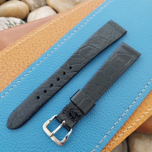 17mm Caravelle Bulova Black Leather Unused Classic 1970s Vintage Watch Band