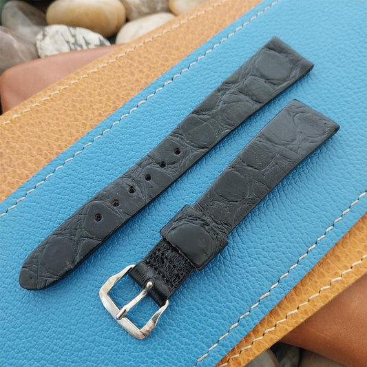 17mm Caravelle Bulova Black Leather Unused Classic 1970s Vintage Watch Band