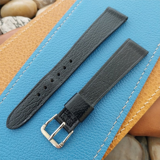 17.2mm Caravelle Bulova Black Leather Unused Classic 1970s Vintage Watch Band