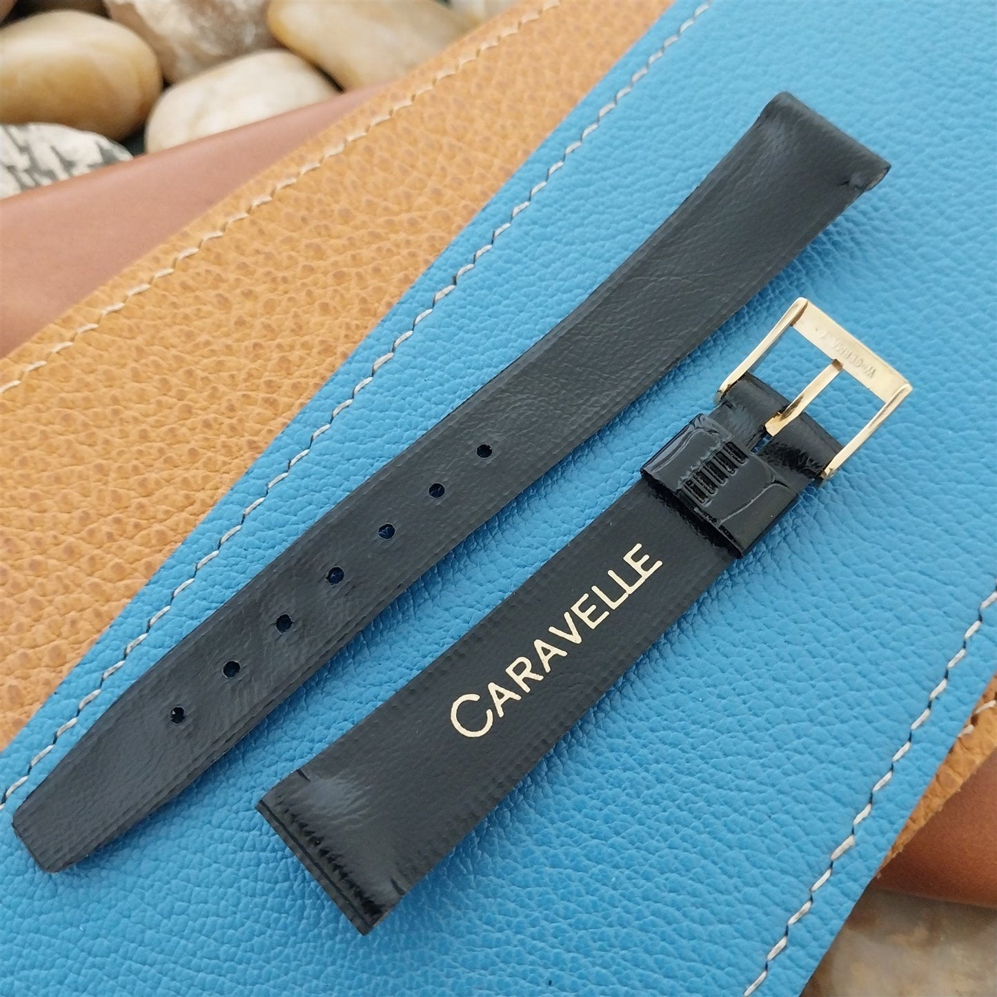 16mm Caravelle Bulova Black Vinyl Unused Classic 1970s Vintage Watch Band