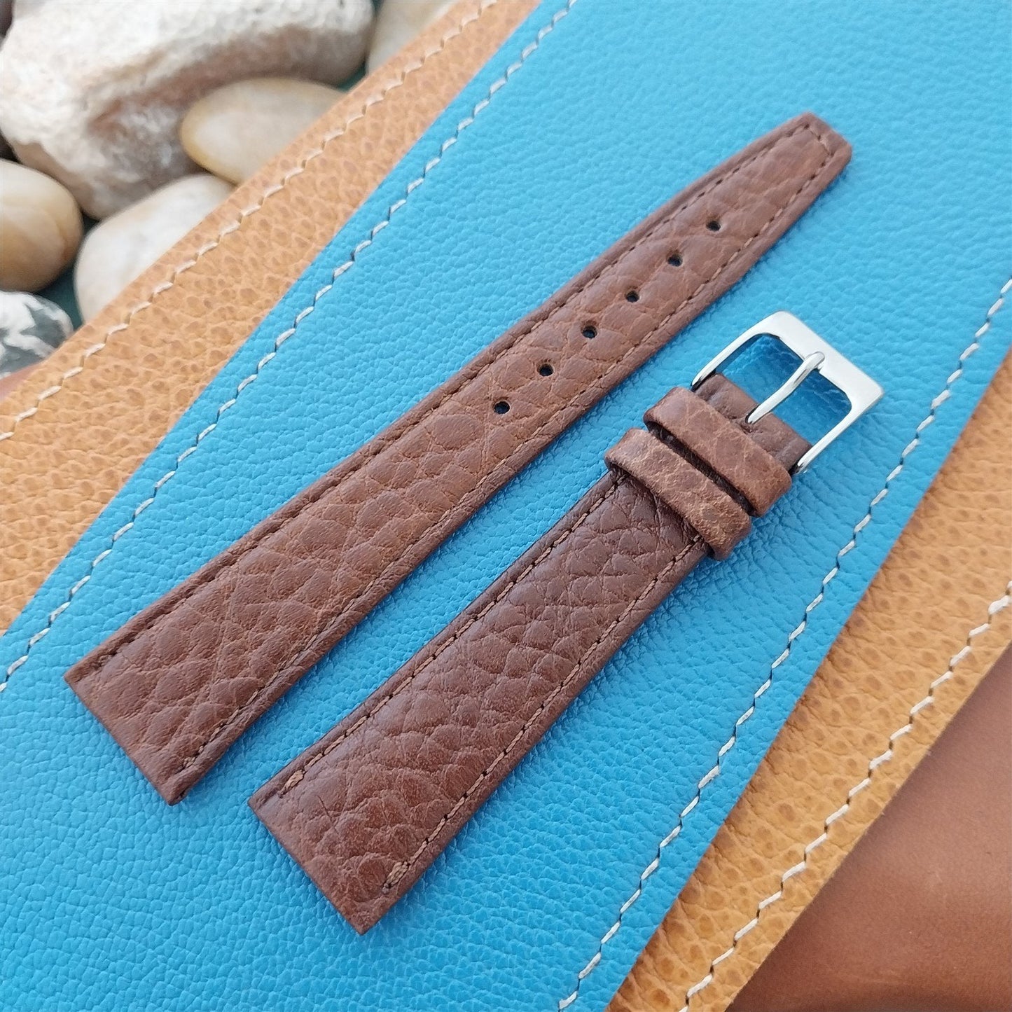 19mm Classic Tapered Hadley Roma Brown Leather 19/14 Vintage Watch Band