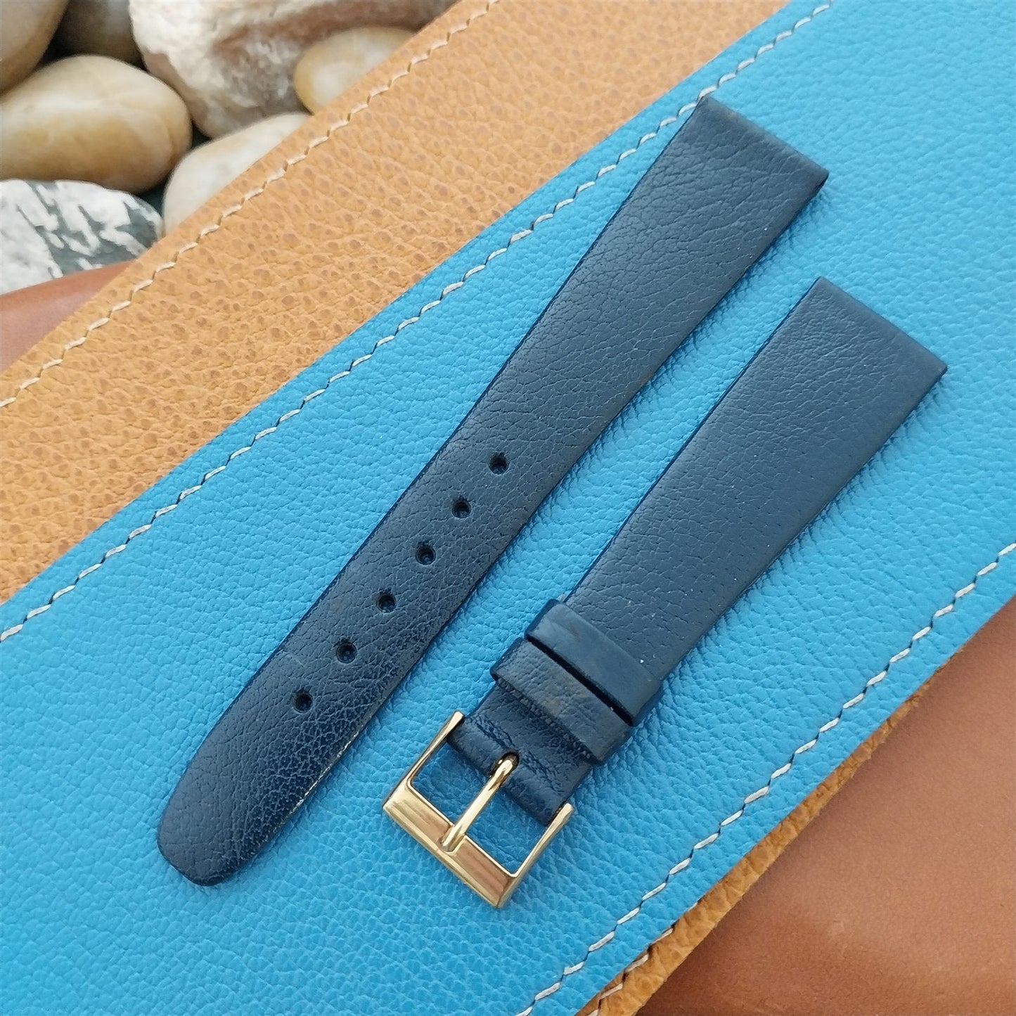 19mm Hirsch Classic Tapered Blue Leather Nappa Calf 19/14 Unused Watch Band