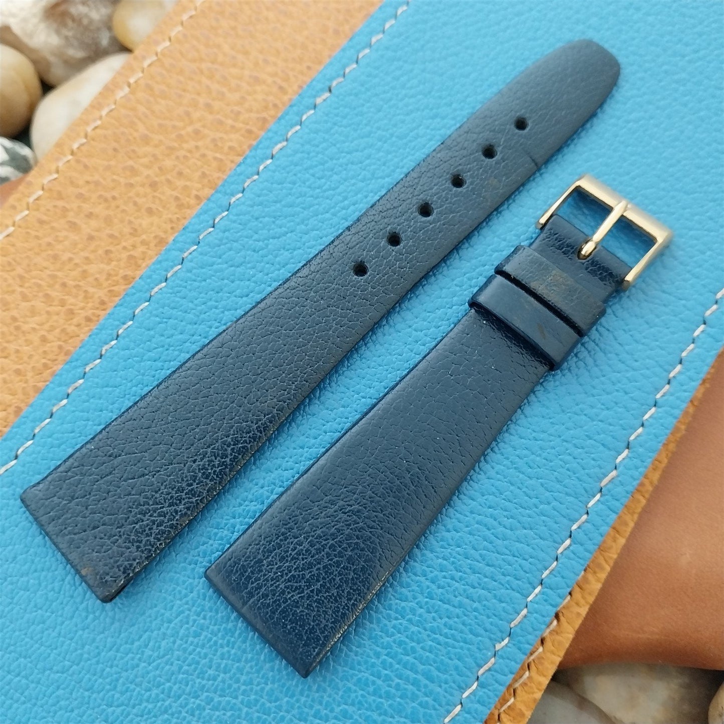 19mm Hirsch Classic Tapered Blue Leather Nappa Calf 19/14 Unused Watch Band