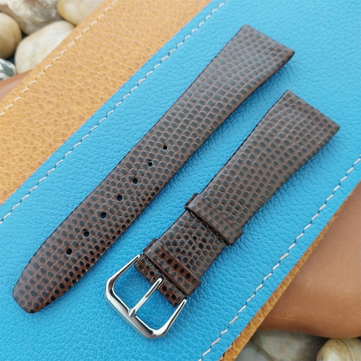 20mm Hirsch Classic Tapered Brown Lizard Grain Leather 20/16 Unused Watch Band