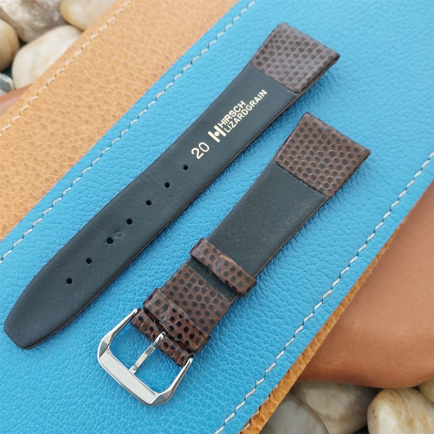 20mm Hirsch Classic Tapered Brown Lizard Grain Leather 20/16 Unused Watch Band