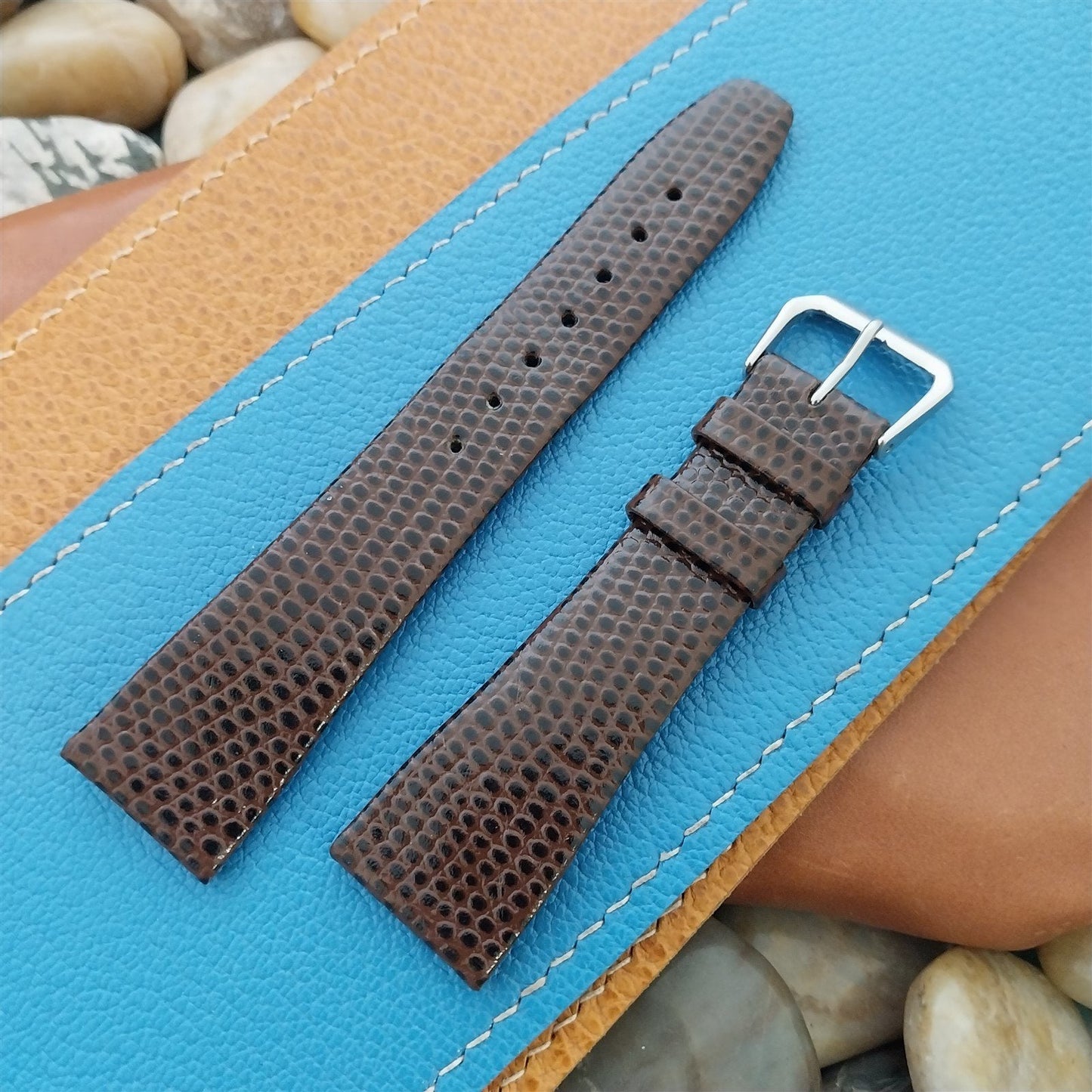 20mm Hirsch Classic Tapered Brown Lizard Grain Leather 20/16 Unused Watch Band