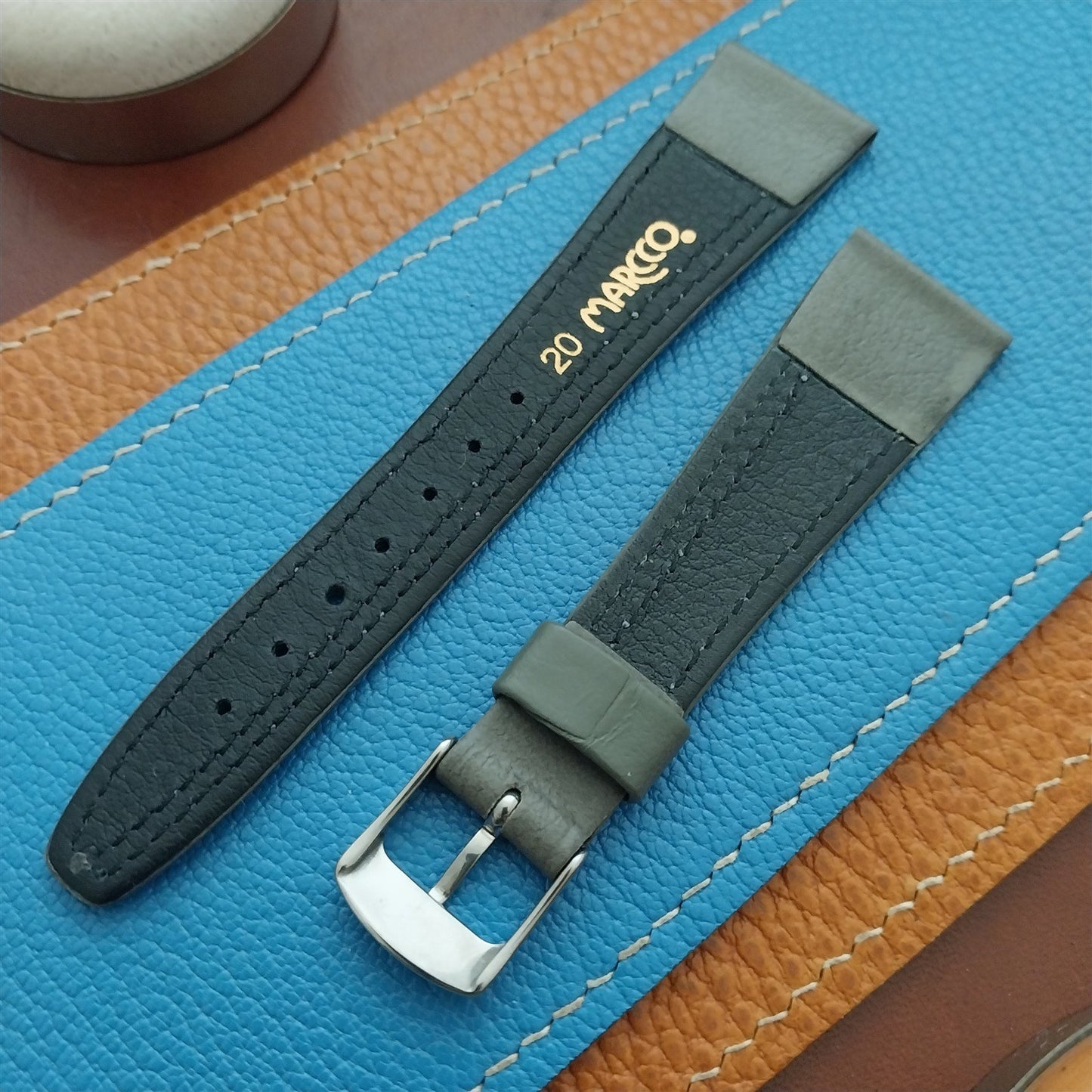 20mm Hirsch Classic Tapered Gray Leather 20/14 Unused Watch Strap