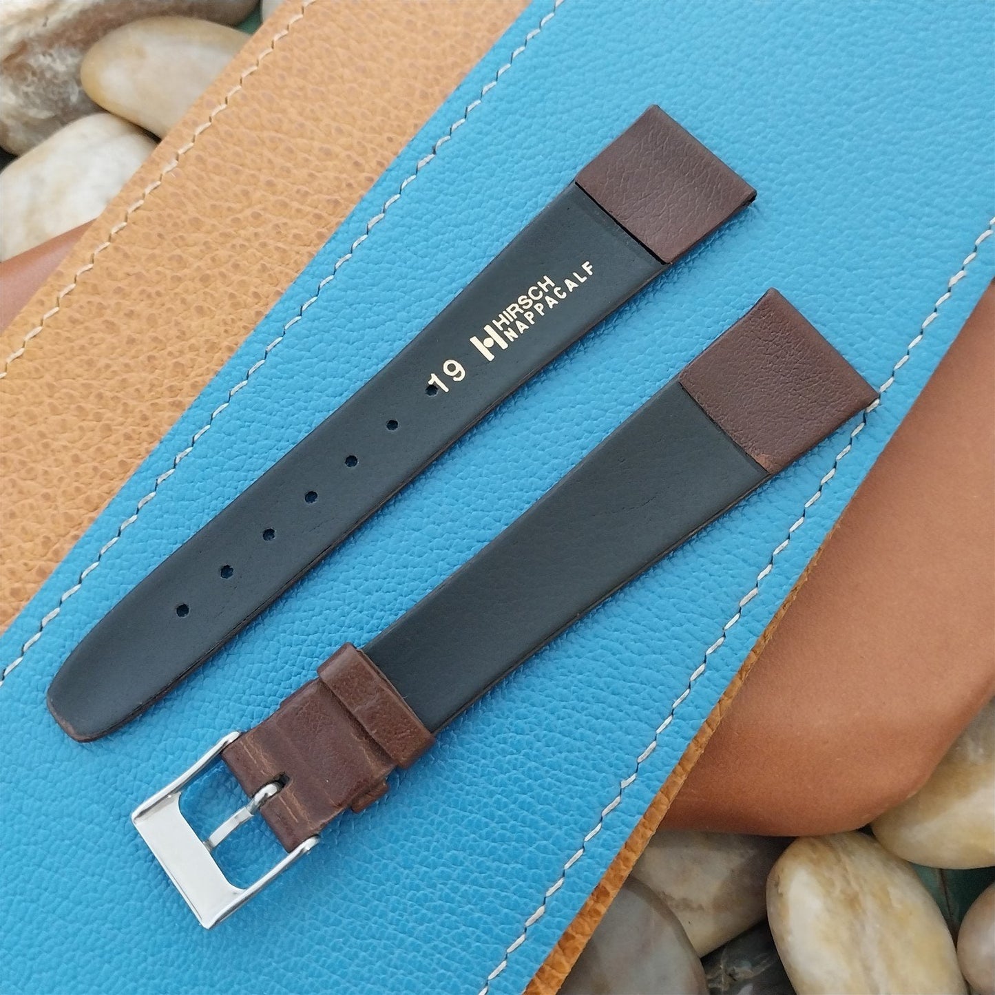 20mm Hirsch Classic Tapered Brown Nappa Calf Leather Long Unused Watch Band