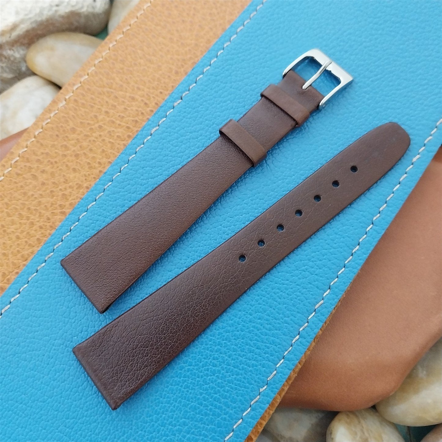 20mm Hirsch Classic Tapered Brown Nappa Calf Leather Long Unused Watch Band