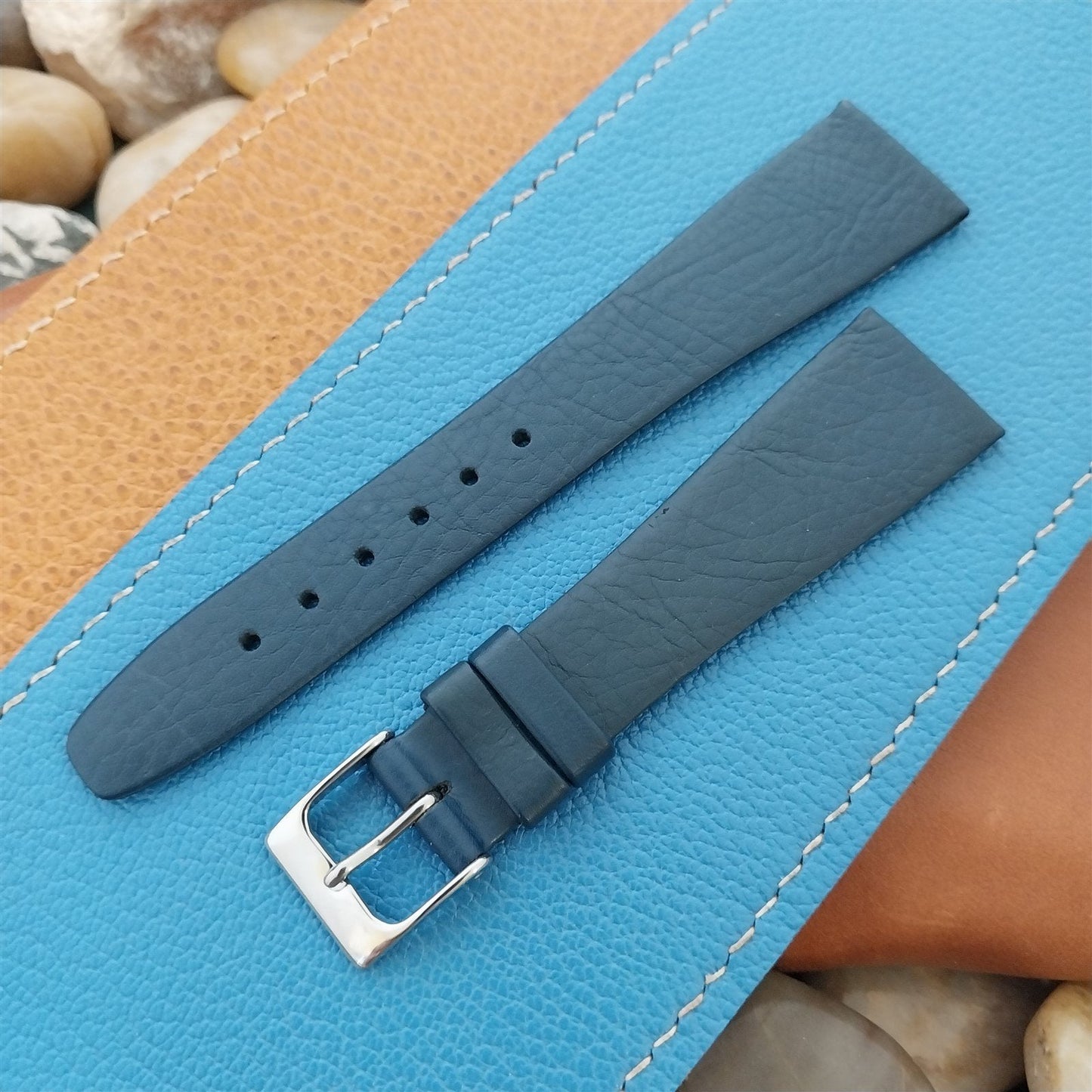 20mm Hirsch Classic Tapered Blue Leather Nappa Calf 20/14 Unused Watch Band