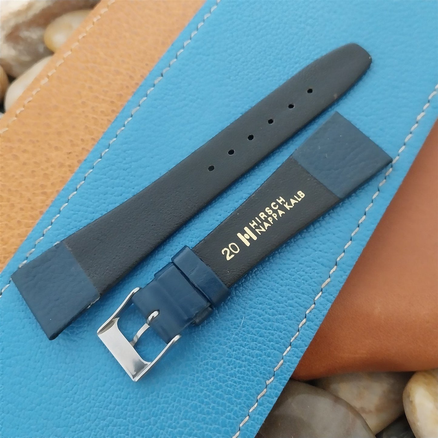 20mm Hirsch Classic Tapered Blue Leather Nappa Calf 20/14 Unused Watch Band