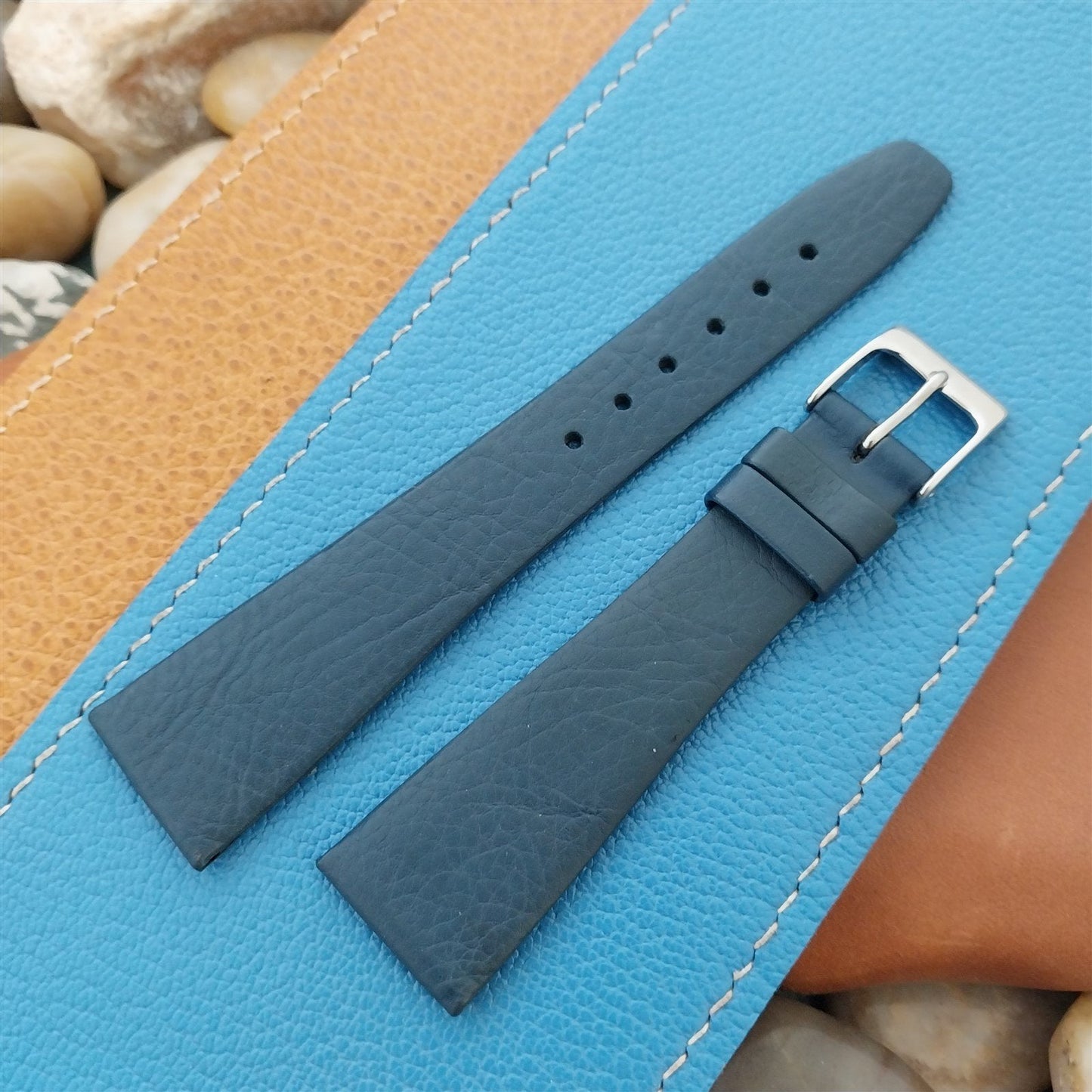 20mm Hirsch Classic Tapered Blue Leather Nappa Calf 20/14 Unused Watch Band