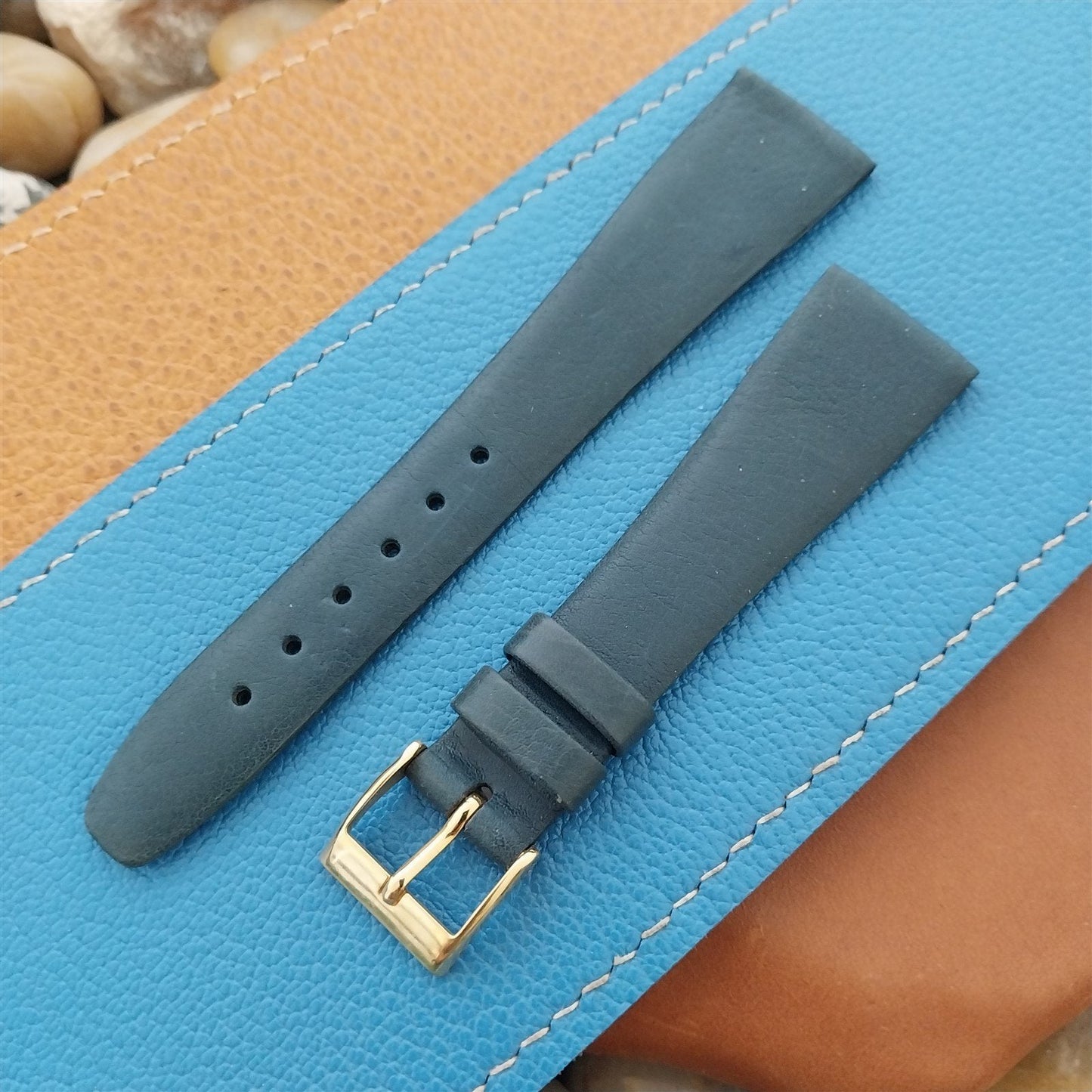 20mm Hirsch Classic Tapered Blue Leather Nappa Calf 20/14 Unused Watch Band