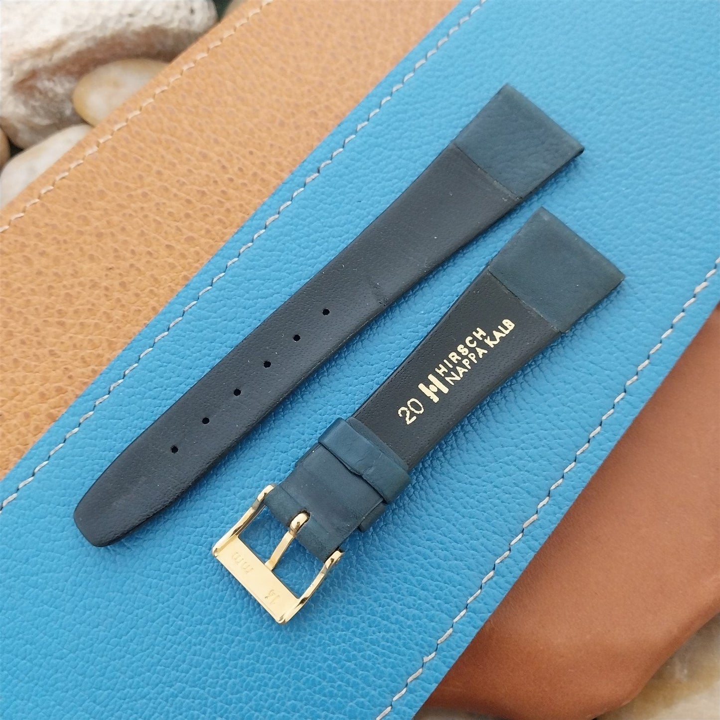 20mm Hirsch Classic Tapered Blue Leather Nappa Calf 20/14 Unused Watch Band