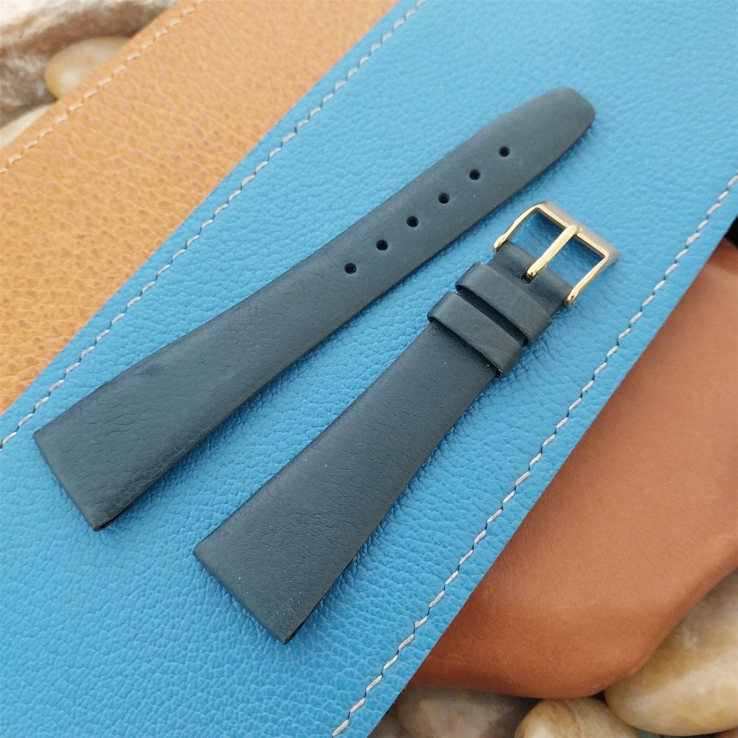 20mm Hirsch Classic Tapered Blue Leather Nappa Calf 20/14 Unused Watch Band