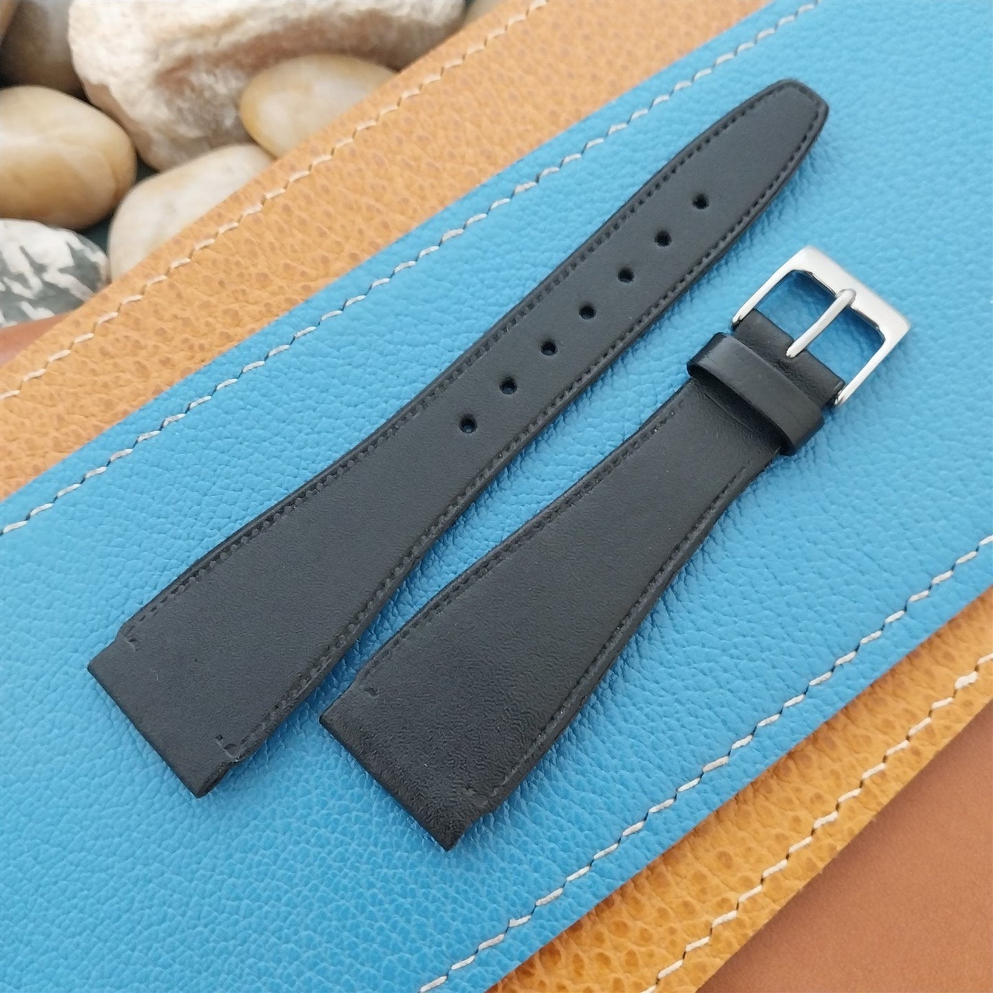 20mm Hirsch Flared Classic Tapered Black Leather 20/14 Unused Watch Band