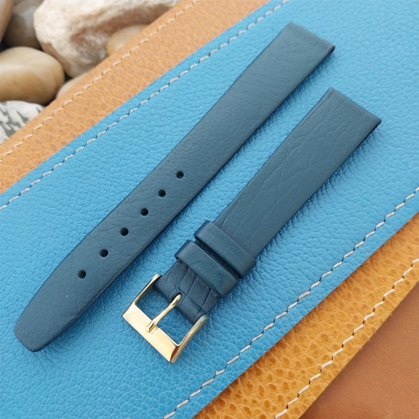 16mm Hirsch Classic Tapered Blue Leather Nappa Calf 16/14 Unused Watch Band