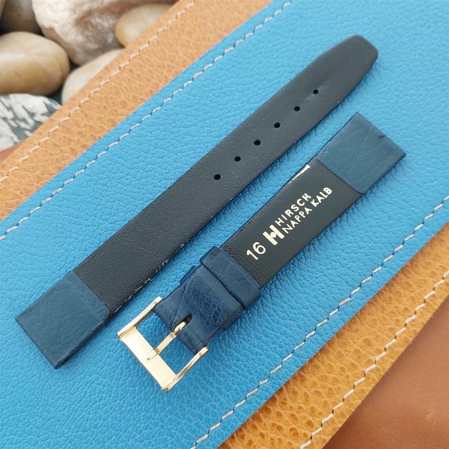 16mm Hirsch Classic Tapered Blue Leather Nappa Calf 16/14 Unused Watch Band