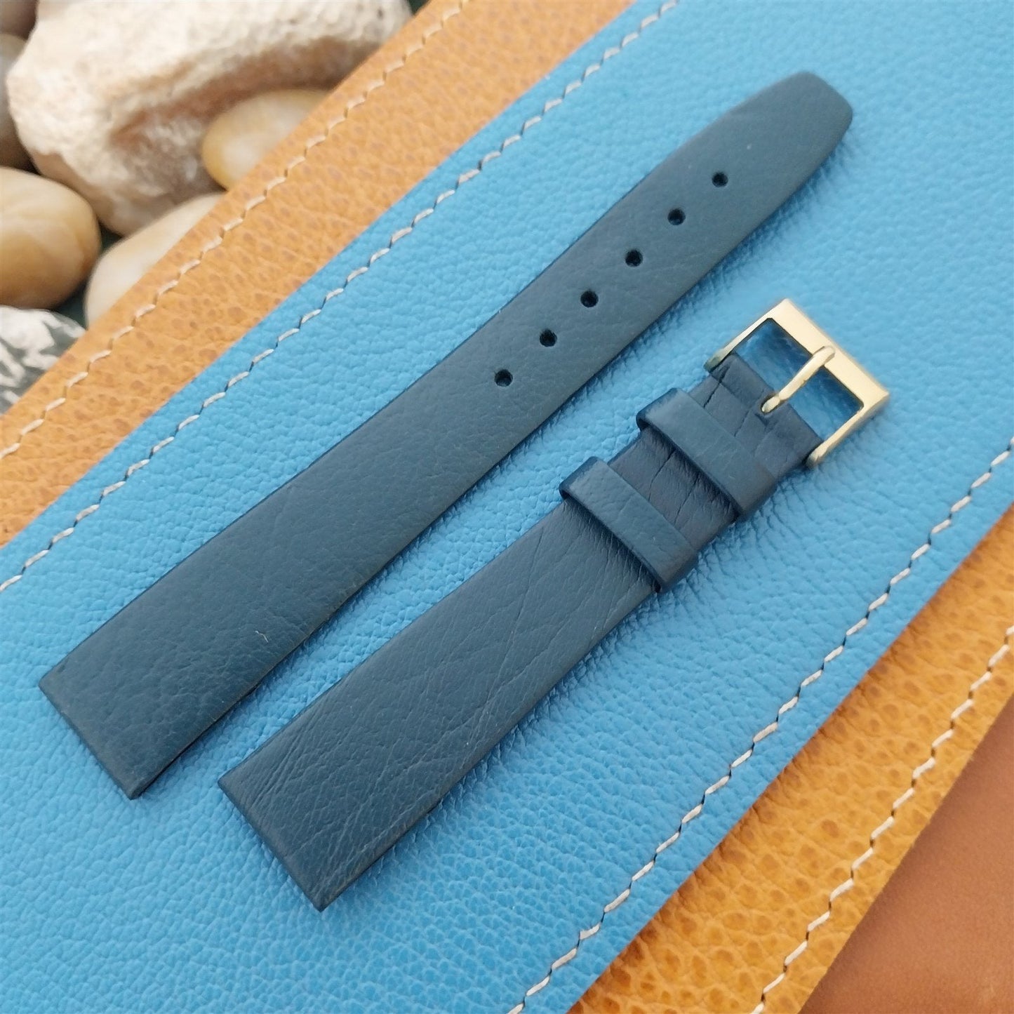 16mm Hirsch Classic Tapered Blue Leather Nappa Calf 16/14 Unused Watch Band