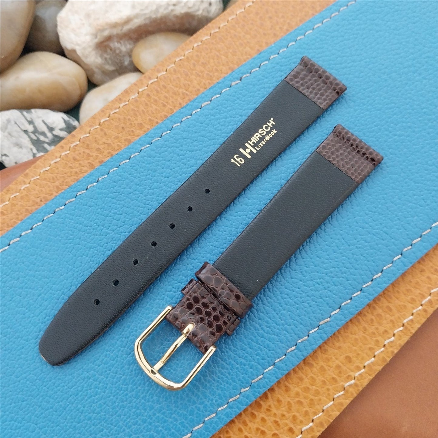 16mm Hirsch Classic Tapered Brown Lizard Grain Leather 16/14 Unused Watch Band