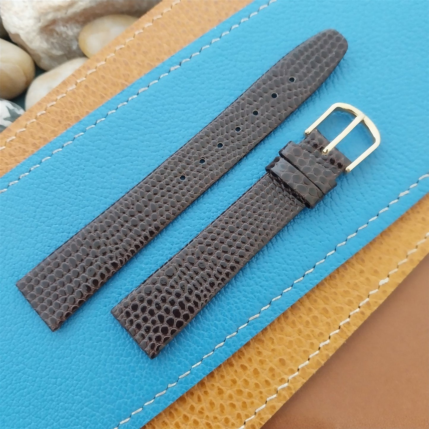 16mm Hirsch Classic Tapered Brown Lizard Grain Leather 16/14 Unused Watch Band