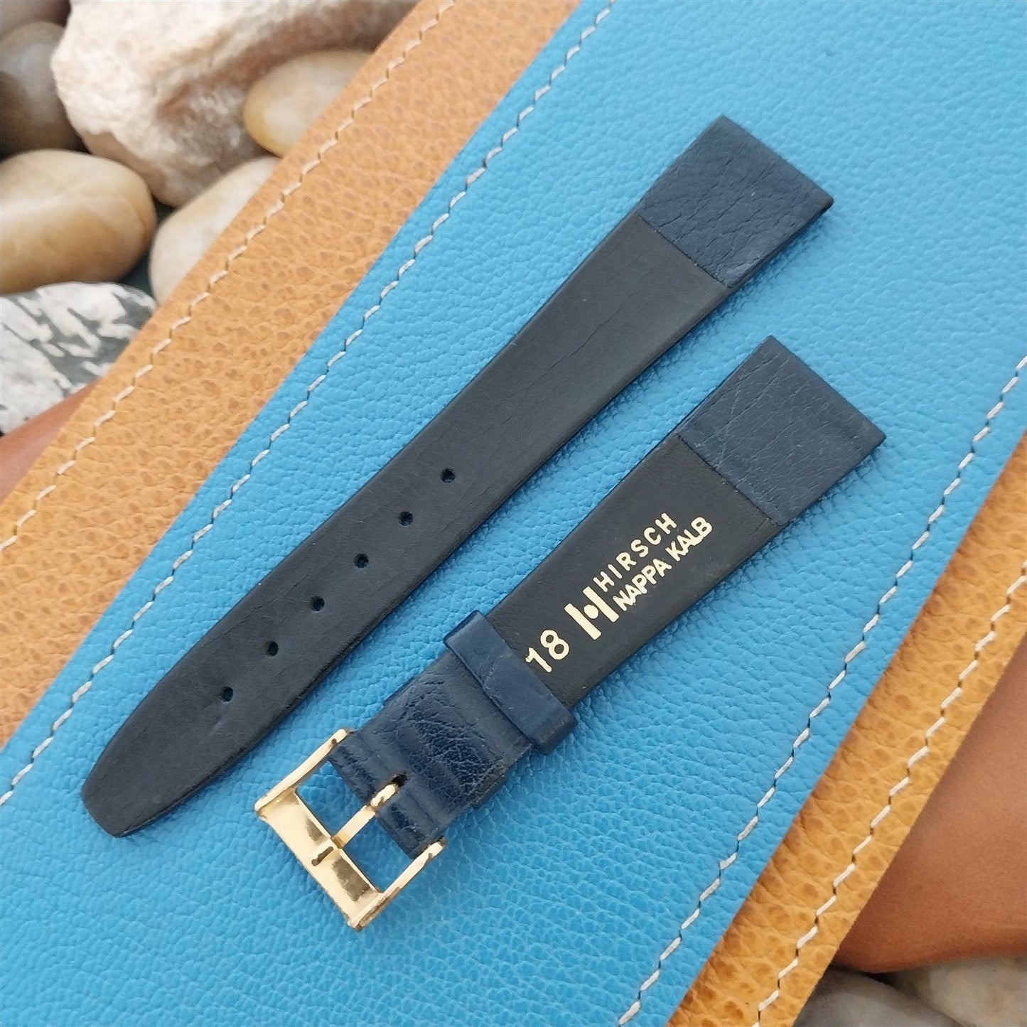 18mm Hirsch Classic Tapered Blue Leather Nappa Calf 18/14 Unused Watch Band