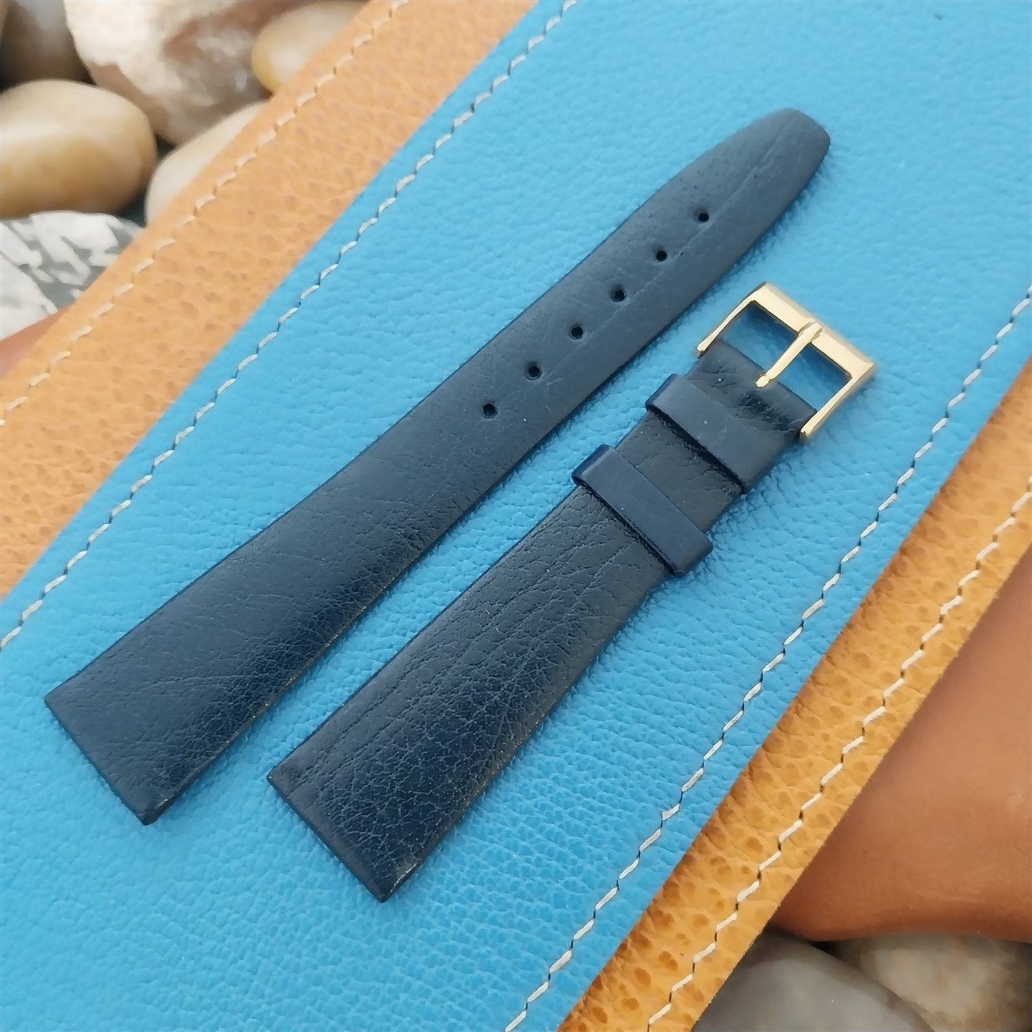 18mm Hirsch Classic Tapered Blue Leather Nappa Calf 18/14 Unused Watch Band