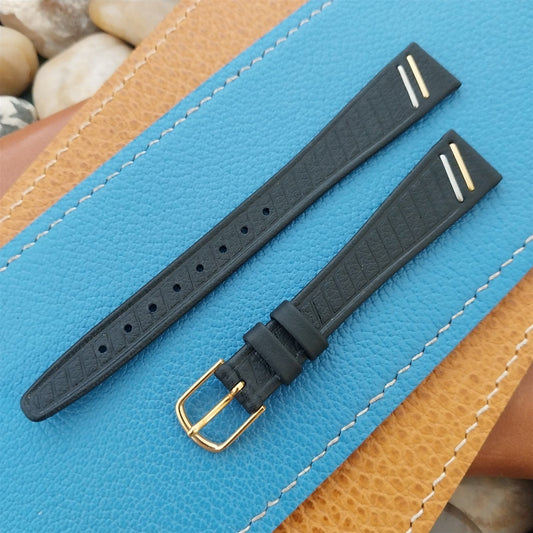 14mm Hirsch Design Black Tapered Leather 14/10 Unused nos Vintage Watch Band