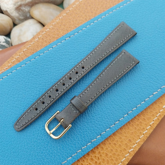 14mm Hirsch Gray Saffian Tapered Leather 14/10 Unused nos Vintage Watch Band