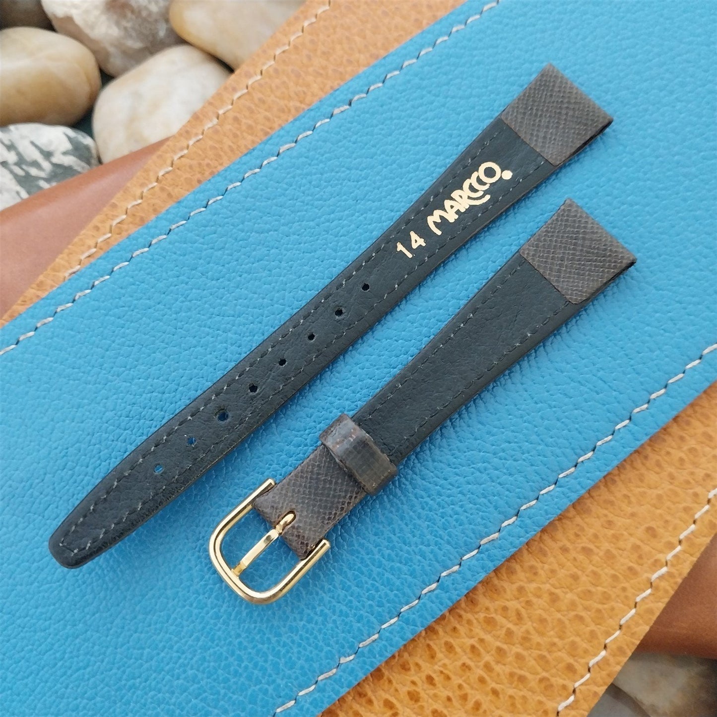 14mm Hirsch Gray Saffian Tapered Leather 14/10 Unused nos Vintage Watch Band