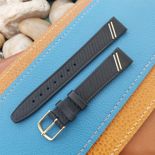 16mm Hirsch Design Classic Tapered Black Leather 16/14 Unused Watch Band