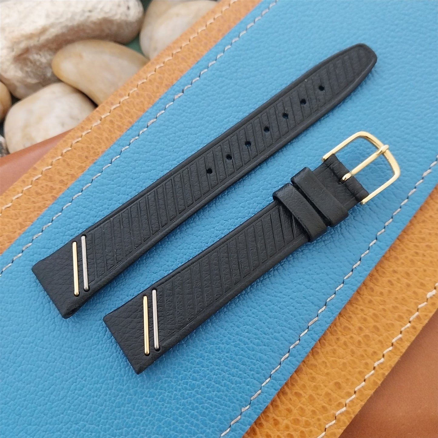 16mm Hirsch Design Classic Tapered Black Leather 16/14 Unused Watch Band