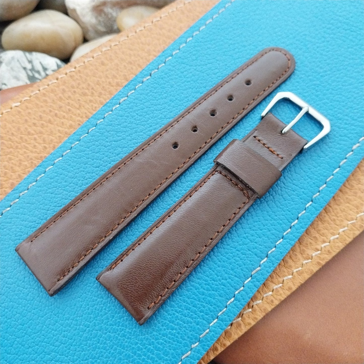 Vintage 19mm Tapered Brown Calfskin Leather Classic 19/16 nos Unused Watch Band