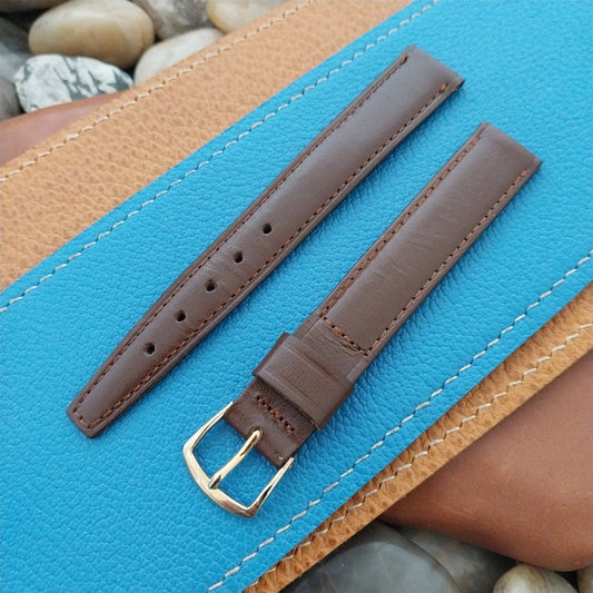 Vintage 5/8" Tapered Brown Calfskin Leather Classic 16/14 nos Unused Watch Band