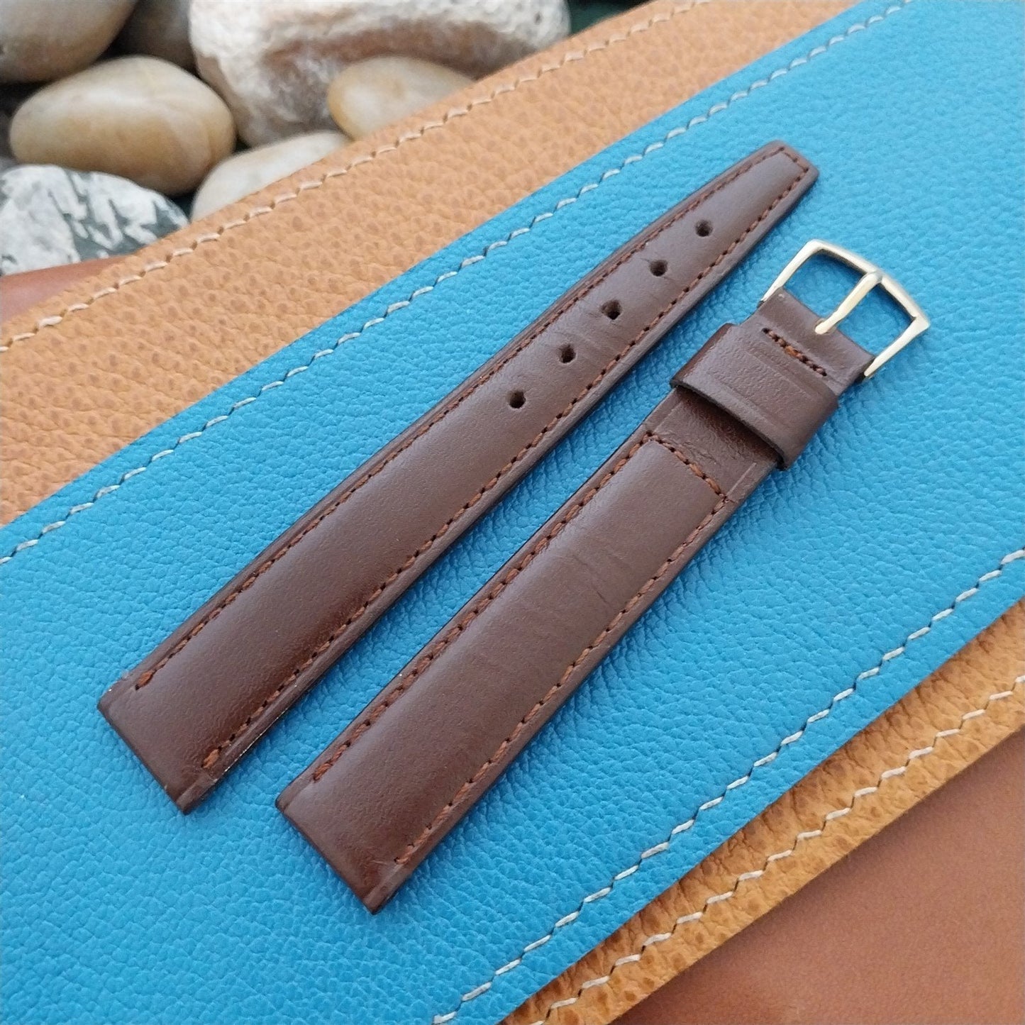 Vintage 5/8" Tapered Brown Calfskin Leather Classic 16/14 nos Unused Watch Band