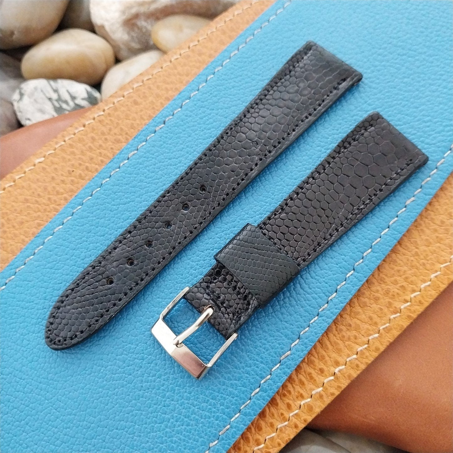 20mm Classic Tapered Black Lizard Classic 20/16 Unused Watch Band