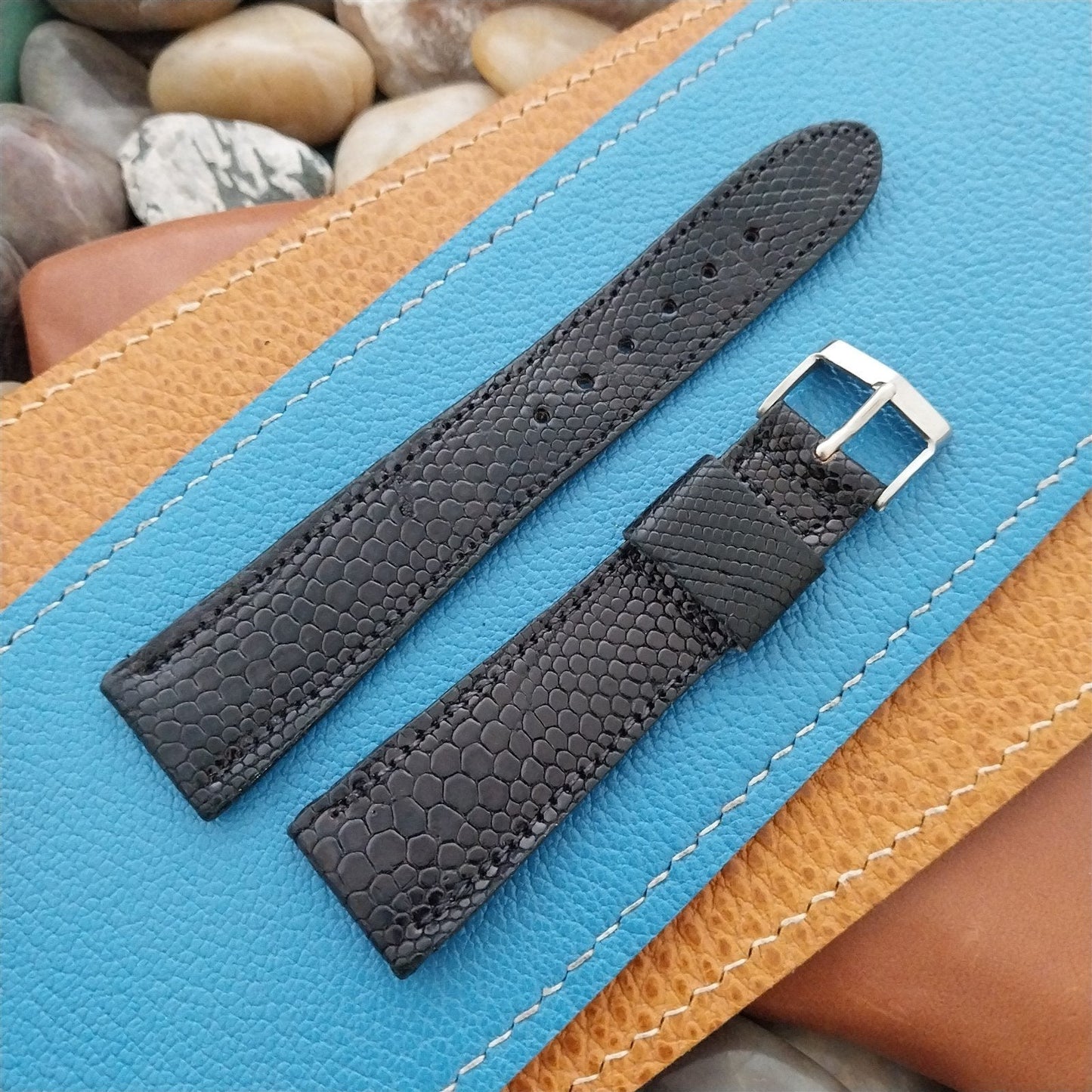 20mm Classic Tapered Black Lizard Classic 20/16 Unused Watch Band