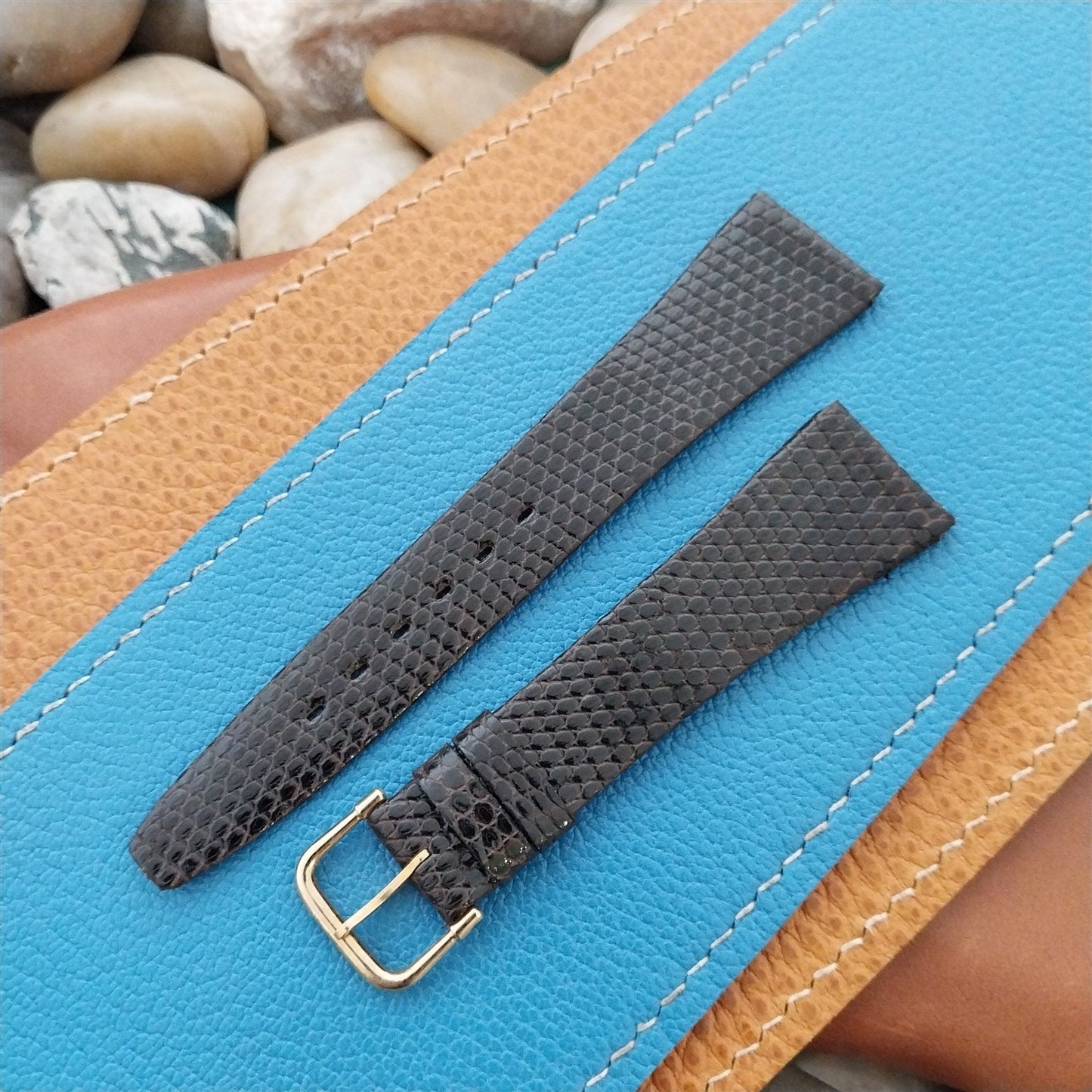 20mm Kalbe France Brown Lizard Unused nos 1970s Vintage Watch Band